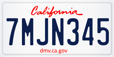 CA license plate 7MJN345