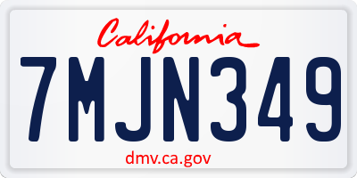 CA license plate 7MJN349