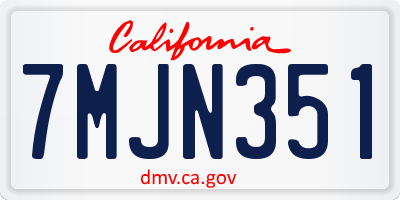 CA license plate 7MJN351