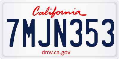 CA license plate 7MJN353