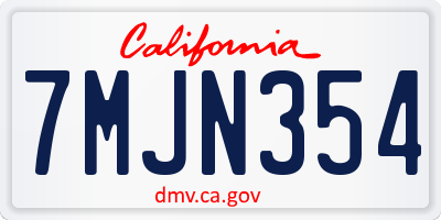 CA license plate 7MJN354