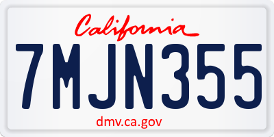 CA license plate 7MJN355