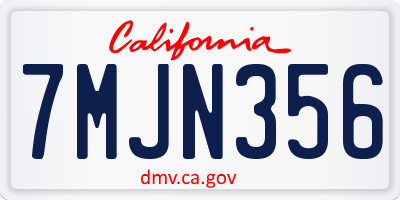 CA license plate 7MJN356