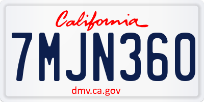 CA license plate 7MJN360