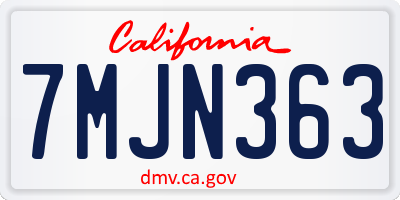 CA license plate 7MJN363