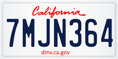 CA license plate 7MJN364