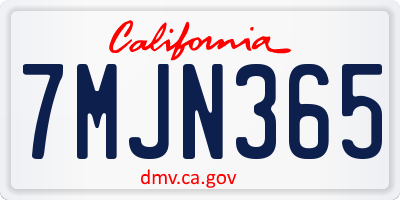 CA license plate 7MJN365