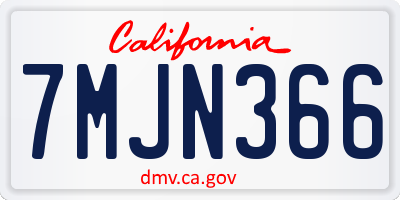 CA license plate 7MJN366