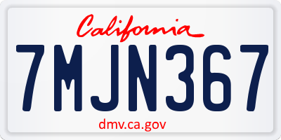 CA license plate 7MJN367