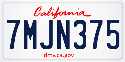 CA license plate 7MJN375