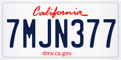 CA license plate 7MJN377