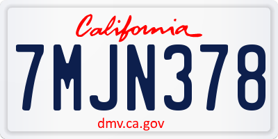 CA license plate 7MJN378