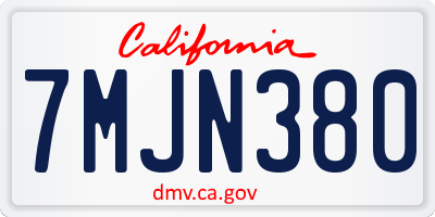 CA license plate 7MJN380