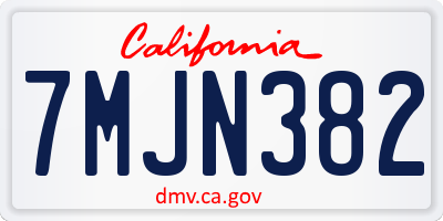 CA license plate 7MJN382