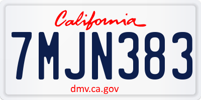 CA license plate 7MJN383