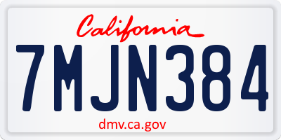 CA license plate 7MJN384