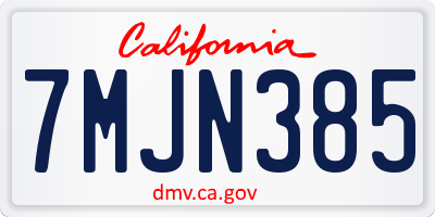 CA license plate 7MJN385