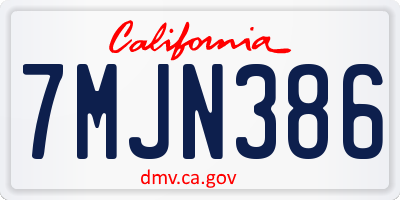 CA license plate 7MJN386