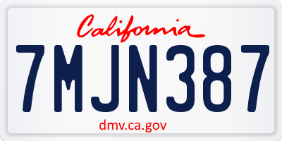 CA license plate 7MJN387