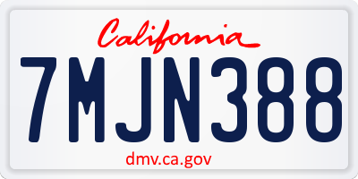 CA license plate 7MJN388