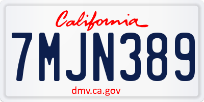 CA license plate 7MJN389