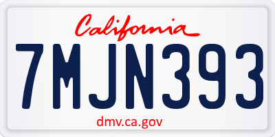 CA license plate 7MJN393