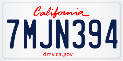 CA license plate 7MJN394