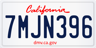 CA license plate 7MJN396