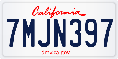 CA license plate 7MJN397