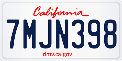 CA license plate 7MJN398