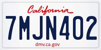 CA license plate 7MJN402