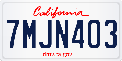 CA license plate 7MJN403