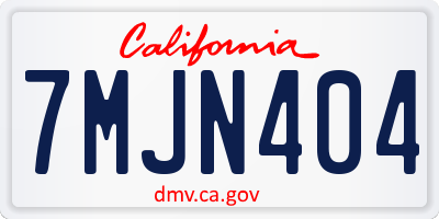 CA license plate 7MJN404