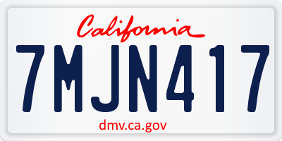 CA license plate 7MJN417