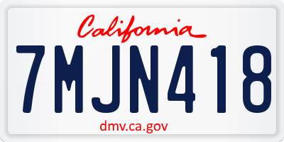 CA license plate 7MJN418