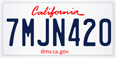 CA license plate 7MJN420