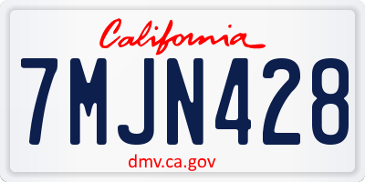 CA license plate 7MJN428