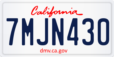 CA license plate 7MJN430