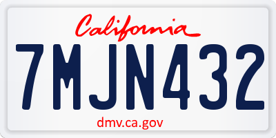 CA license plate 7MJN432