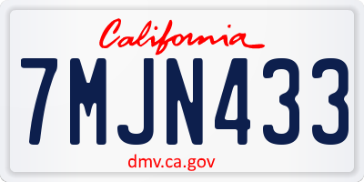 CA license plate 7MJN433