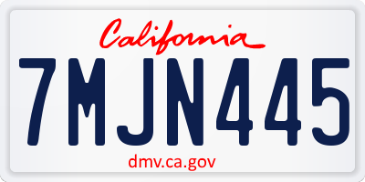 CA license plate 7MJN445