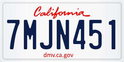 CA license plate 7MJN451