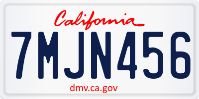 CA license plate 7MJN456