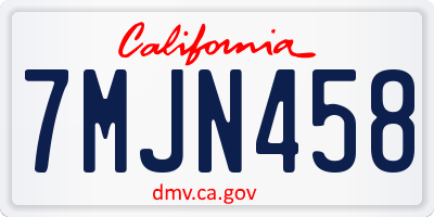 CA license plate 7MJN458