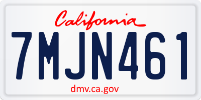 CA license plate 7MJN461