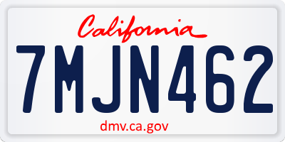 CA license plate 7MJN462