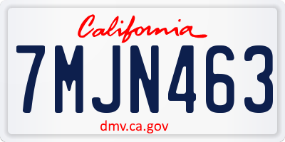 CA license plate 7MJN463