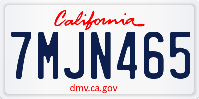 CA license plate 7MJN465