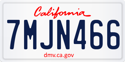 CA license plate 7MJN466