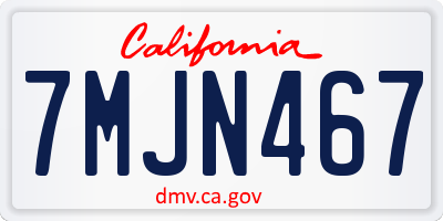 CA license plate 7MJN467